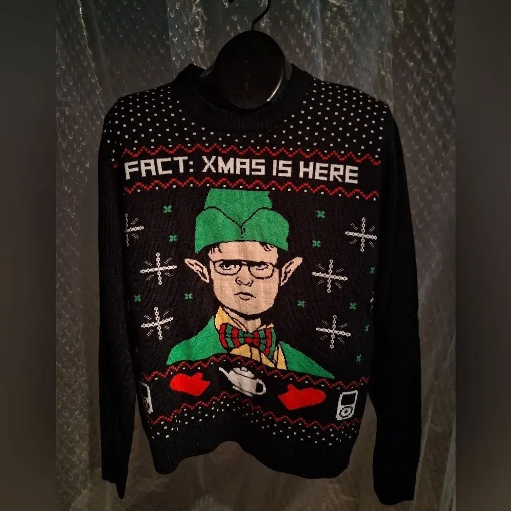 The Office Holiday Graphic Crewneck Sweater - Black/Green Sz M